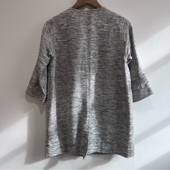 Eileen Fischer Woven Long 3/4 Sleeve Button Down Jacket, Round Neck, Ecru, P Med - Picture 3 of 11